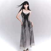 Gray Suspender Maxi Dress for Women – A-Line Sleeveless Summer Dress