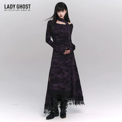Purple A-Line Maxi Dress for Women – Gothic-Inspired Summer Dress