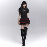 Black Fitted Short Sleeve T-Shirt for Women – Gothic-Inspired Basic Top