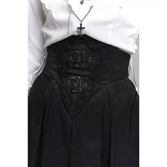 Black High-Waisted Asymmetrical Maxi Skirt for Women – Gothic A-Line Long Skirt