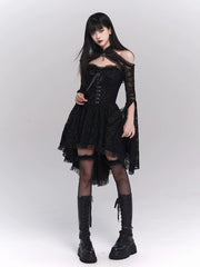 Black Strapless Mini Dress for Women – Gothic Tube Top Dress