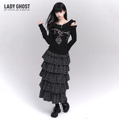 Women’s Plaid Tiered Maxi Skirt – High-Waisted A-Line Skirt for Spring