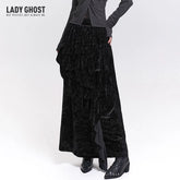 Women’s Brown Velvet Maxi Skirt – Asymmetrical Long Skirt