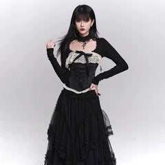 Women’s Black Corset Top – Boned Strapless Tube Top, Slim Fit Bustier