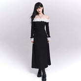 Women’s Black One-Shoulder Maxi Dress – Slim Fit Asymmetrical Dress