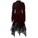 Red Gothic Maxi Dress for Women – A-Line Long Dress