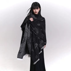 Women’s Black Shawl Scarf – Cape Style Wrap Winter Outerwear