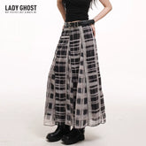 Plaid Pleated A-Line Skirt for Women – High-Waisted Skirt