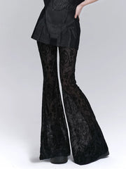 Black Lace Flared Pants for Women – Gothic Slim Fit Pants