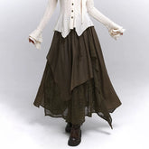 Brown A-Line Maxi Skirt for Women – High-Waisted Fall Skirt