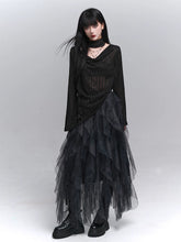 Women’s Black Long Sleeve Blouse with Cut-Out Detail – Lightweight Swing Collar Top for Fall