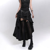 Black Asymmetrical Maxi Skirt for Women – Gothic-Inspired Long Skirt