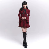 Women’s Red Plaid Shirt Dress – Bell Sleeve A-Line Mini Dress