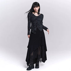 Women’s Black Long Sleeve Top – Lightweight Elegant for Fall