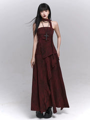 Women’s Red Two-Piece Set – Elegant Top and Maxi Skirt for Events