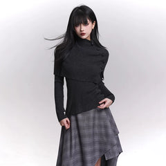 Women’s Knit Sweater Set – Cape Style Shawl Top 2-Piece Fall Winter Outfit