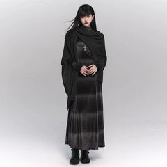 Gray Velvet Midi Dress for Women – Long Sleeve Gothic-Inspired Fall Dress