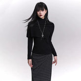 Women’s Knit Sweater Set – Cape Style Shawl Top 2-Piece Fall Winter Outfit