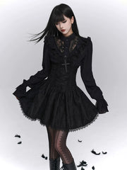 Black High-Waisted Mini Skirt for Women – Gothic Style Skirt