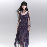 Purple Sleeveless A-Line Midi Dress for Women – Lightweight Summer Sundress