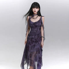 Purple Sleeveless A-Line Midi Dress for Women – Lightweight Summer Sundress