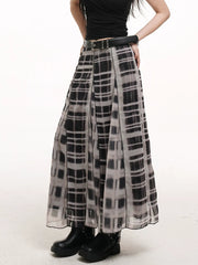 Plaid Pleated A-Line Skirt for Women – High-Waisted Skirt