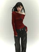 Women’s Burgundy One-Shoulder Top – Asymmetrical Slim Fit Shirt
