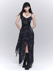 Women’s Irregular Hem Suspender Midi Dress – Lightweight A-Line for Summer