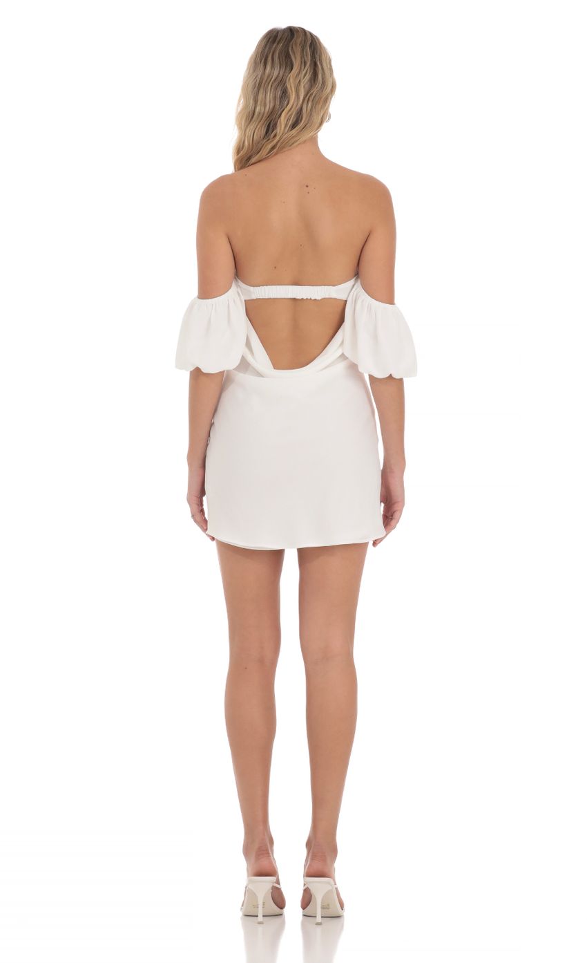 Off Shoulder Puff Sleeve Dress in White