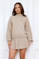 Seasonal Style Knit Mini Skirt Camel