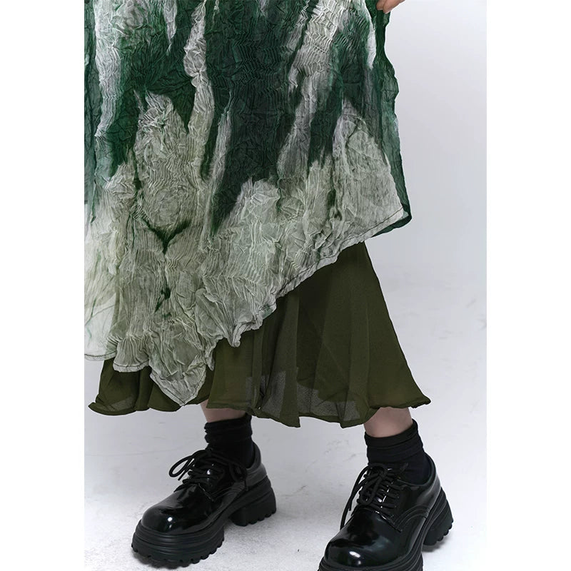 Green Gradient Suspender Maxi Dress for Women – Sleeveless A-Line Dress