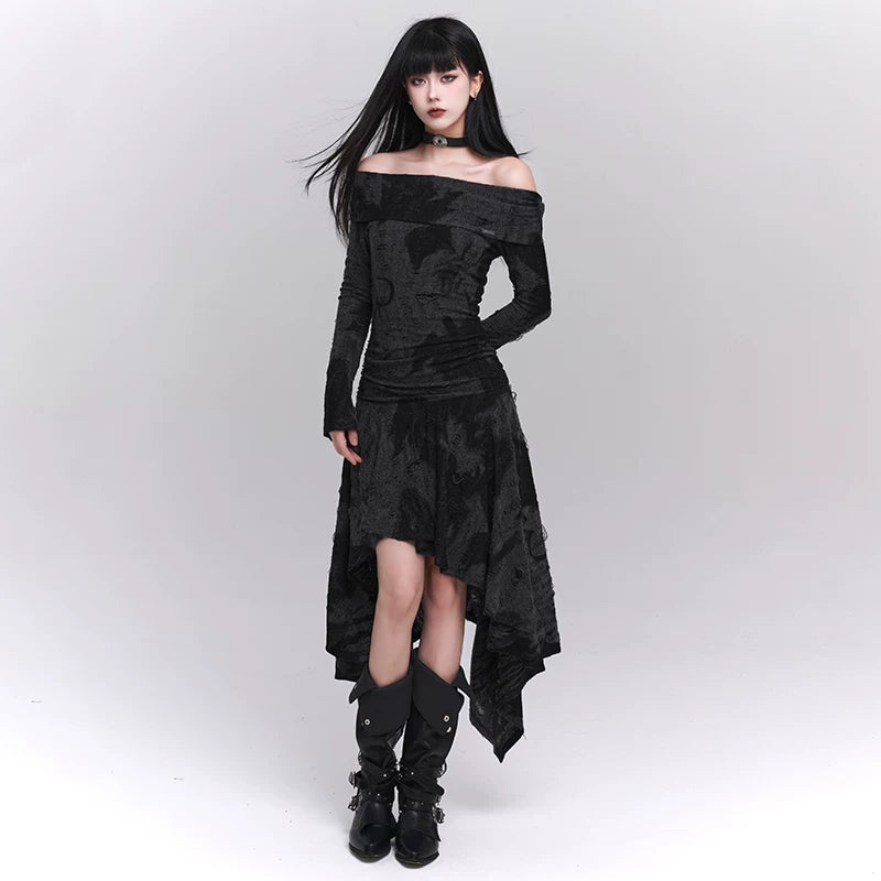 Women’s One-Shoulder Asymmetrical Midi Dress – Elegant Style for Events