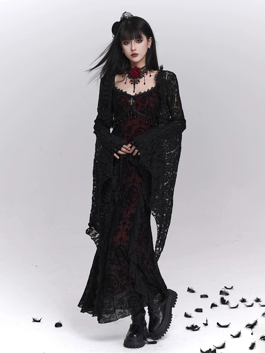 Black Gothic Slip Mini Dress for Women – Sleeveless A-Line Dress