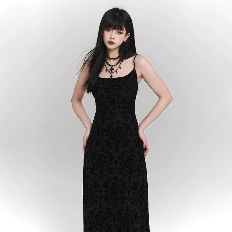 Black Suspender Mini Dress for Women – Gothic-Inspired Sleeveless Dress