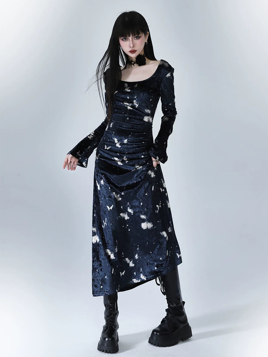 Women’s Velvet Maxi Dress – Elegant A-Line Retro Style Dress