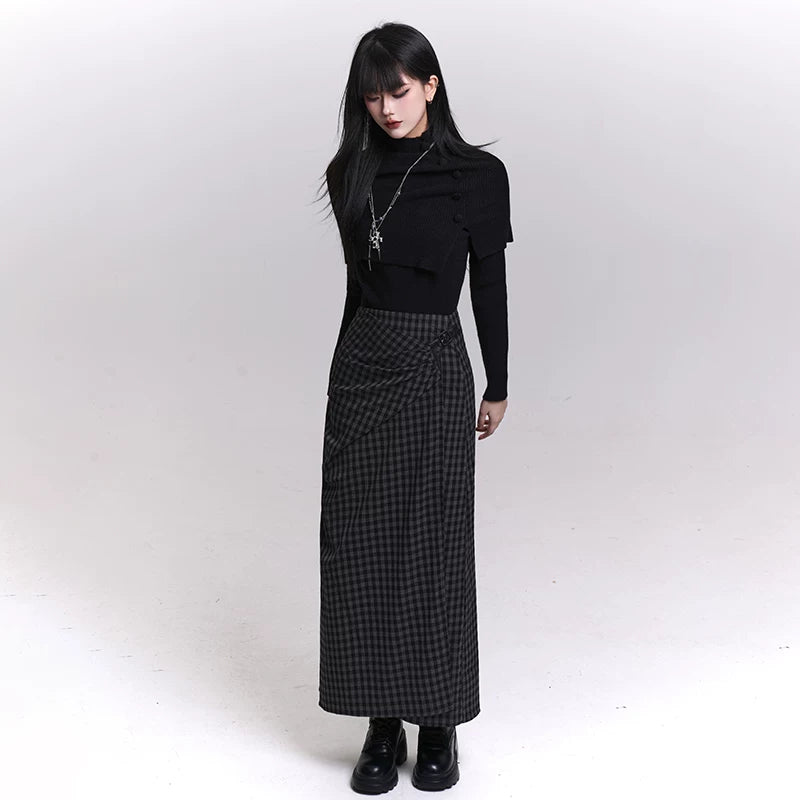 Women’s Knit Sweater Set – Cape Style Shawl Top 2-Piece Fall Winter Outfit