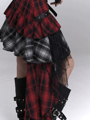 Plaid Asymmetrical Mini Skirt for Women – Gothic-Inspired A-Line Skirt