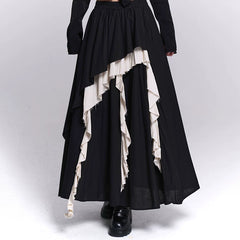Women’s Black Asymmetrical Maxi Skirt – A-Line Long Skirt