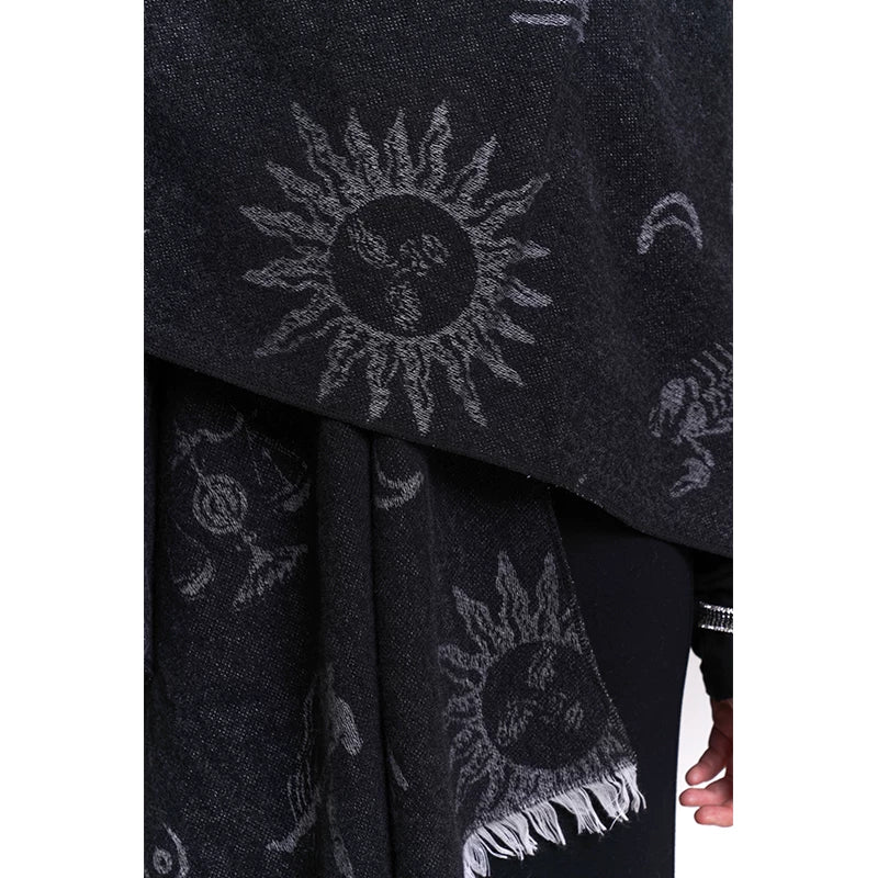 Women’s Black Shawl Scarf – Cape Style Wrap Winter Outerwear