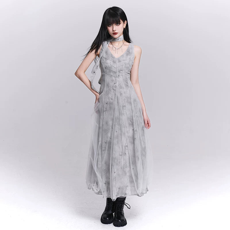 Women’s Strappy Maxi Dress – Lightweight Chiffon A-Line Dress