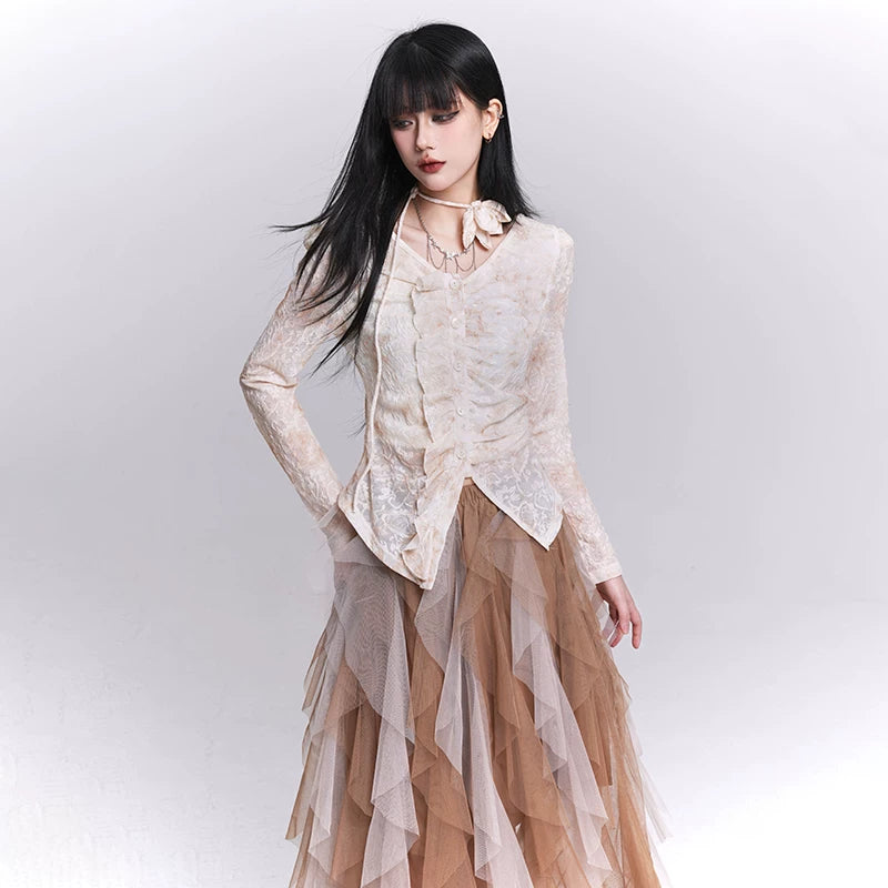 Women’s Black Long Sleeve Top – Lightweight Elegant for Fall