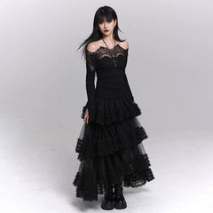 Women’s Brown Tiered Tulle Maxi Skirt – A-Line Puffy Long Skirt