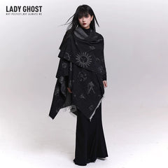 Women’s Black Shawl Scarf – Cape Style Wrap Winter Outerwear