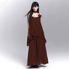 Red A-Line Midi Skirt for Women – Lightweight Summer Skirt