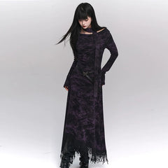 Purple A-Line Maxi Dress for Women – Gothic-Inspired Summer Dress