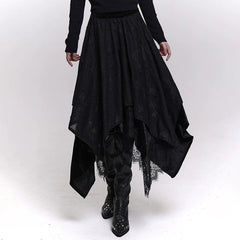 Women’s Off-White Lace Maxi Skirt – Butterfly Detail Irregular Hem A-Line Skirt
