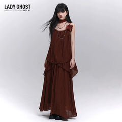 Red A-Line Midi Skirt for Women – Lightweight Summer Skirt