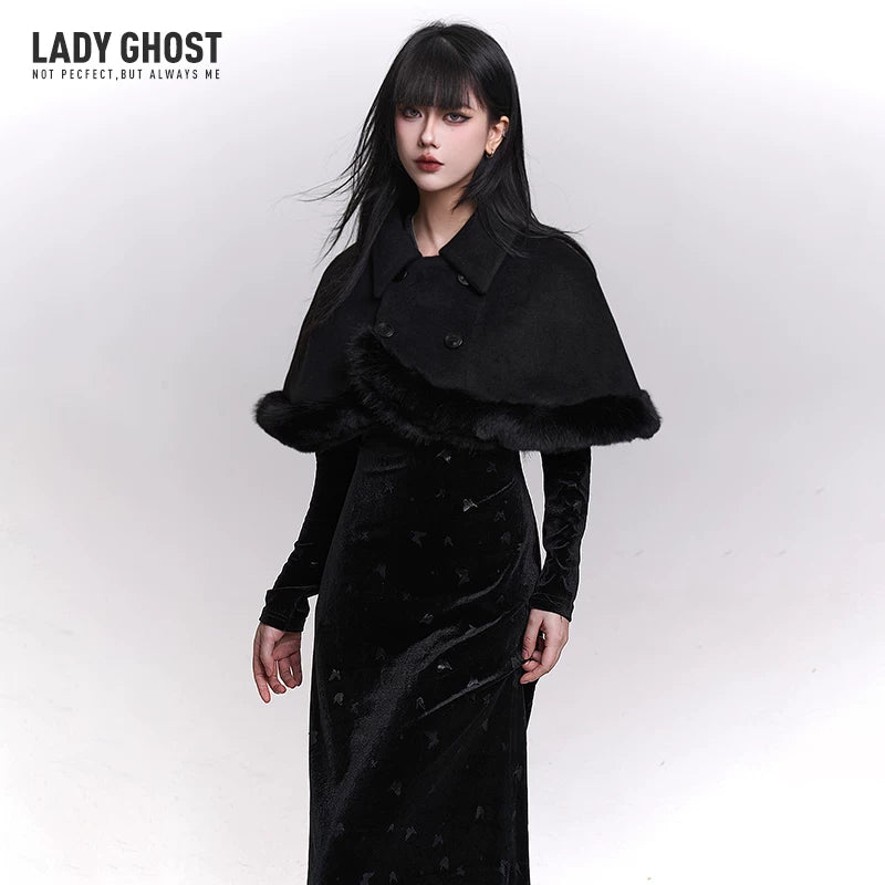 Women’s Wool Blend Cloak Coat – Shawl Collar Winter Cape Coat