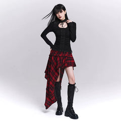 Women’s Black Long Sleeve Crop Top – Slim Fit Waist Cut Top