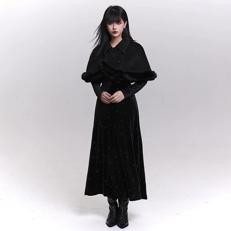 Women’s Wool Blend Cloak Coat – Shawl Collar Winter Cape Coat